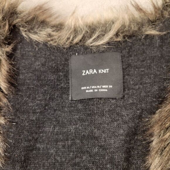Zara Knit Faux Fur Vest Medium - Picture 4 of 9